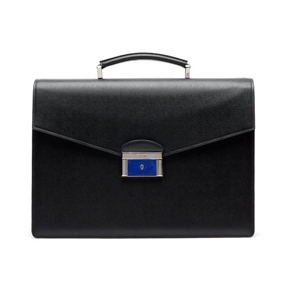 Brioni Leather Briefcase Document Holder Saffiano Abraham w/ Lapis Lazuli Stone - Picture 2 of 8